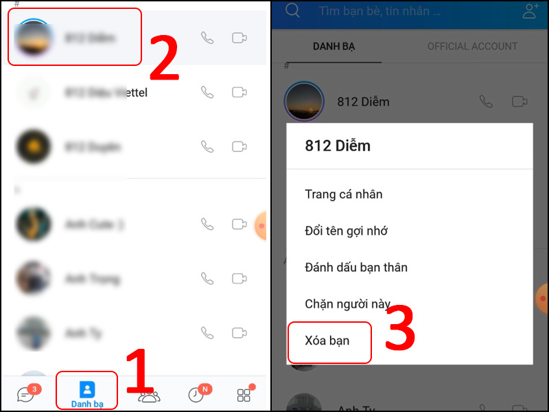 Chọn người cần xóa